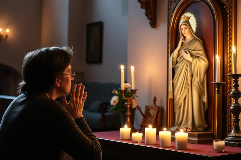 Modlitwa przed wizerunkiem Świętej Mai w intencji rodziny