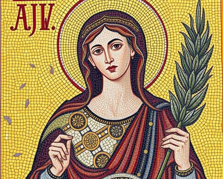 Święta Wiktoria przedstawiona na mozaice z VI wieku w bazylice św. Apolinarego w Rawennie